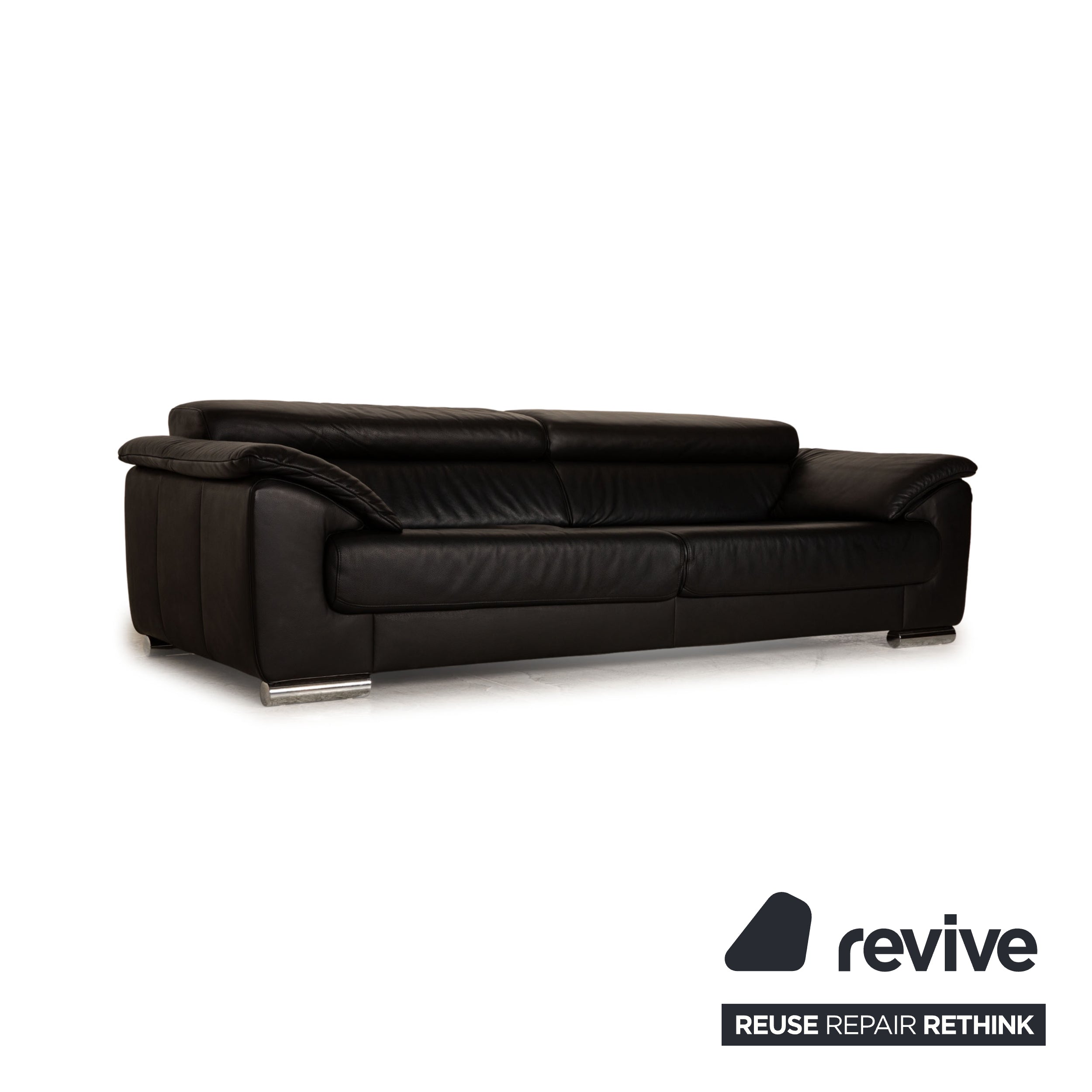 Ewald Schillig Brand Blues Leder Dreisitzer Schwarz Sofa Couch Funktion