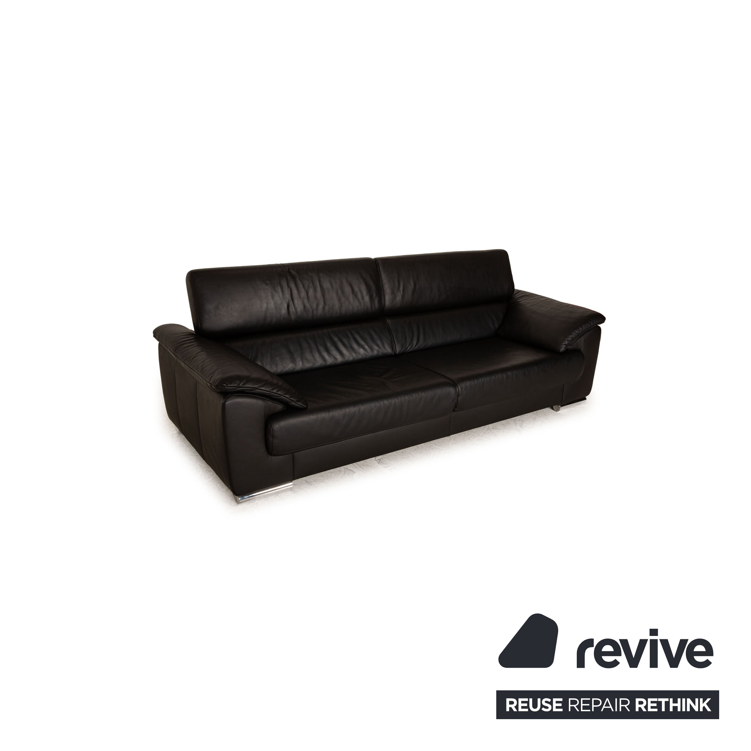 Ewald Schillig Brand Blues Leder Dreisitzer Schwarz Sofa Couch Funktion