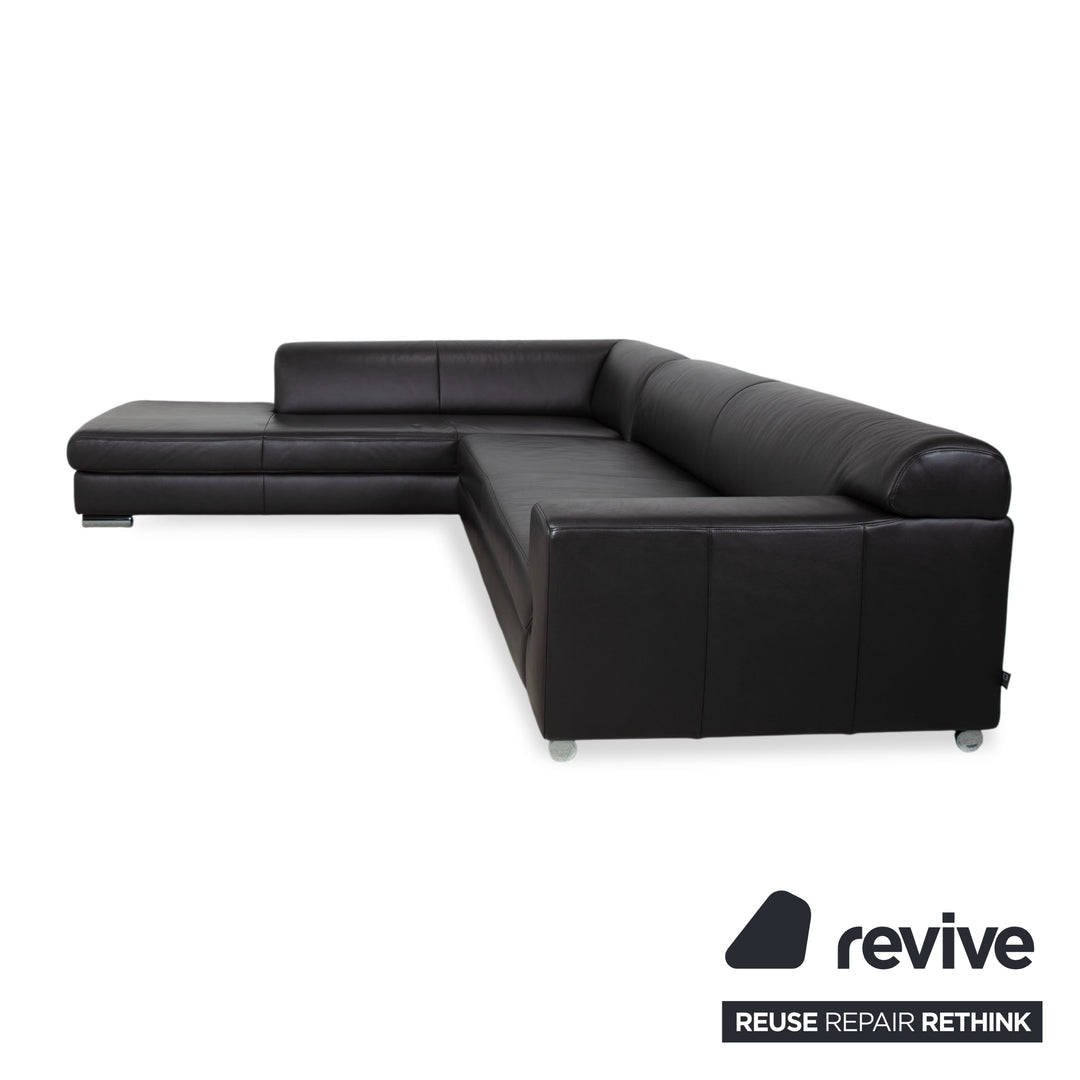 Ewald Schillig Canapé d'angle en cuir Blues marron