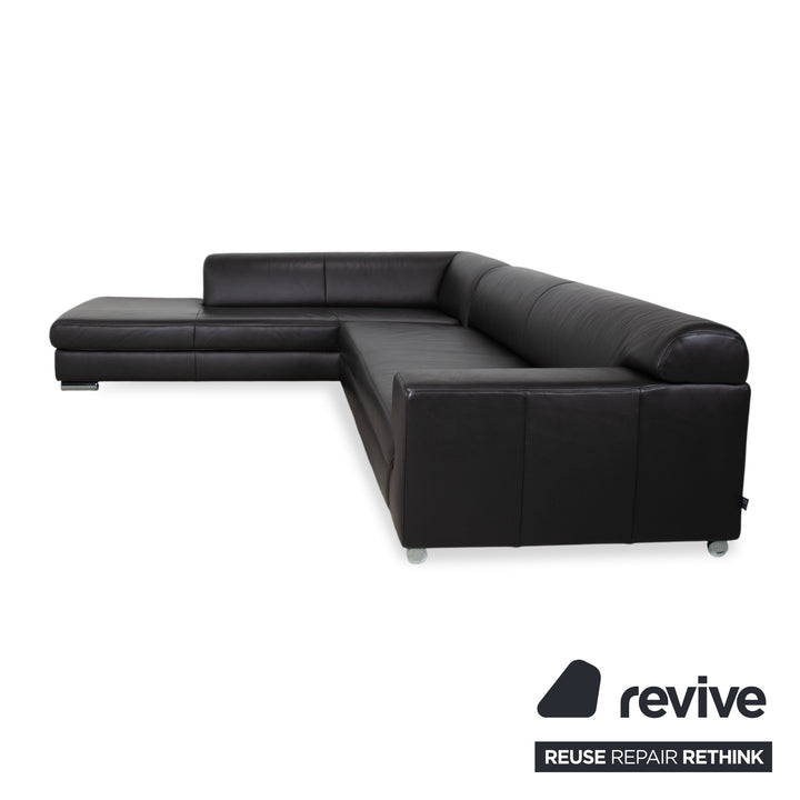 Ewald Schillig Canapé d'angle en cuir Blues marron
