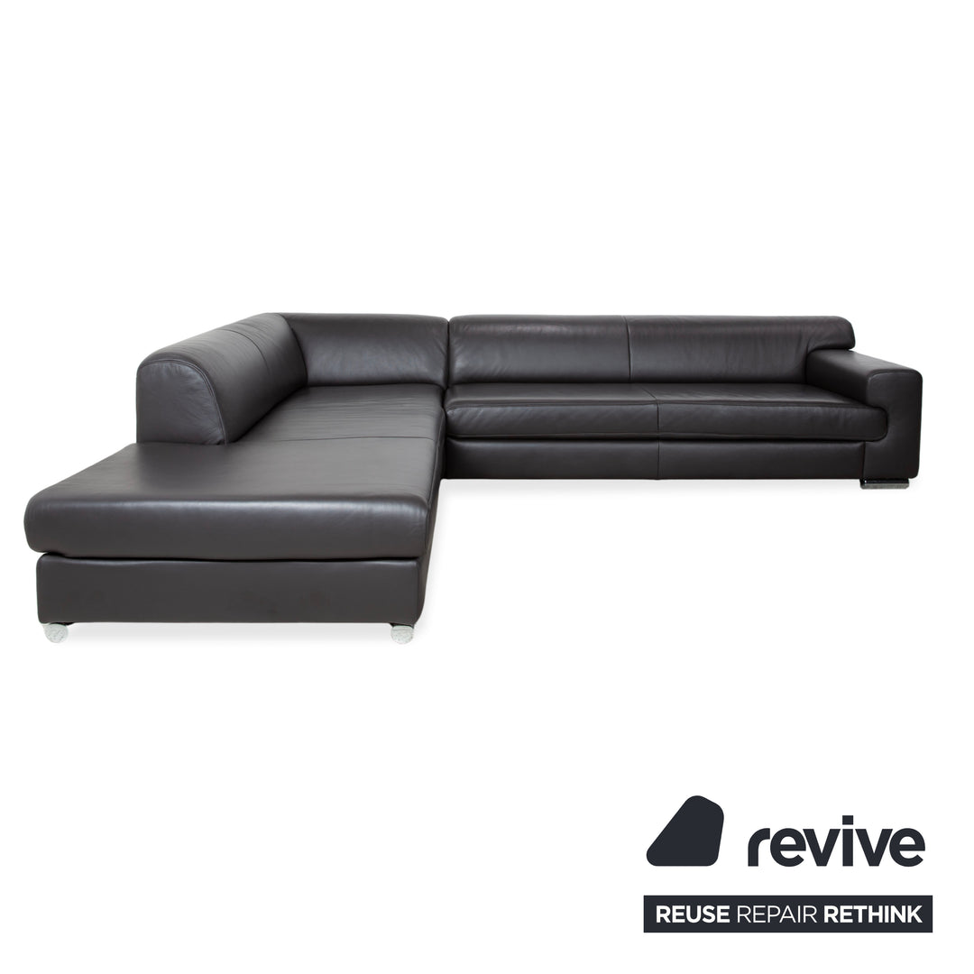 Ewald Schillig Canapé d'angle en cuir Blues marron