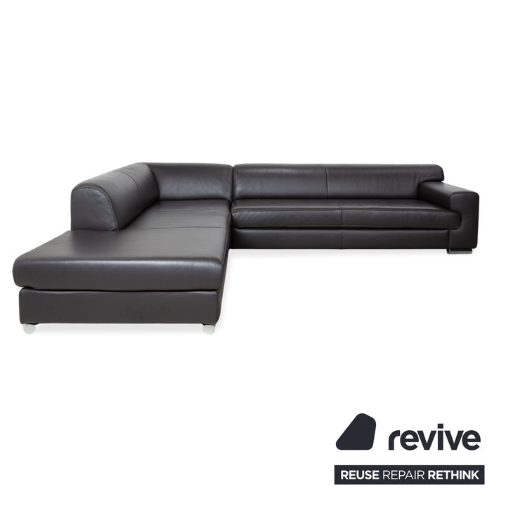 Ewald Schillig Canapé d'angle en cuir Blues marron
