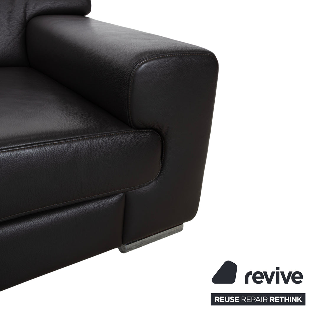 Ewald Schillig Canapé d'angle en cuir Blues marron