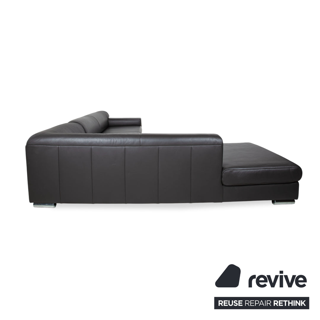 Ewald Schillig Canapé d'angle en cuir Blues marron