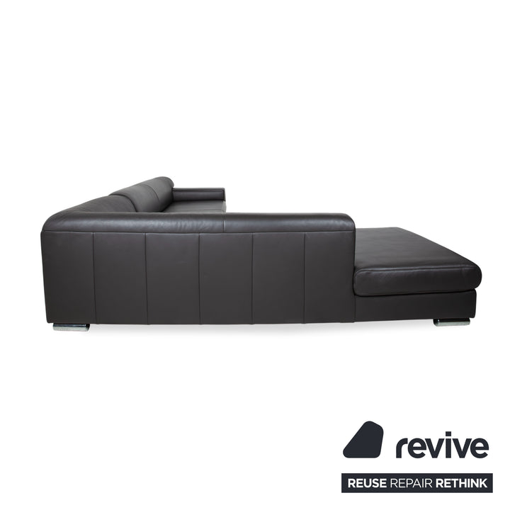 Ewald Schillig Canapé d'angle en cuir Blues marron