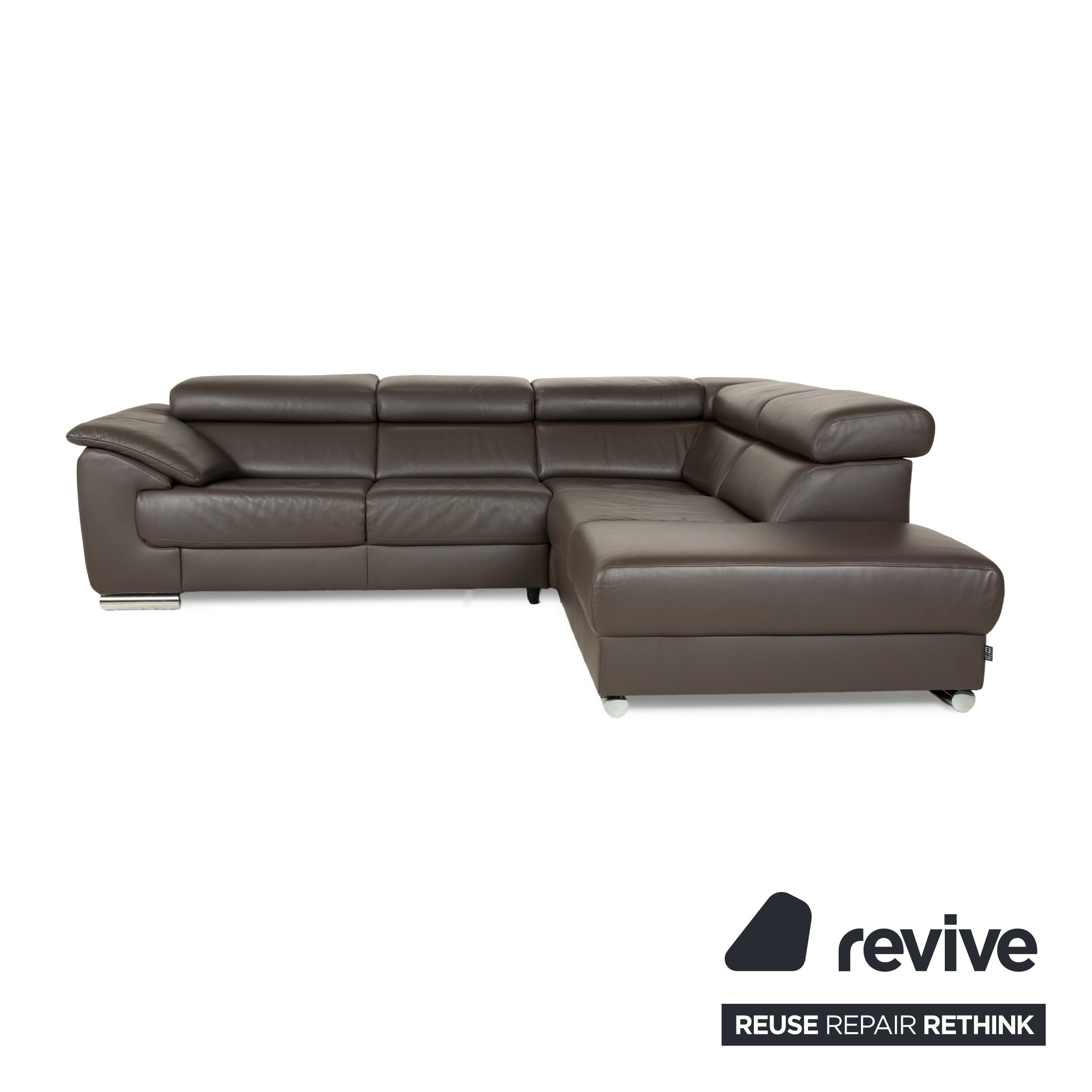 Ewald Schillig Brand Blues leather corner sofa brown brown-grey chaise longue right manual function sofa couch