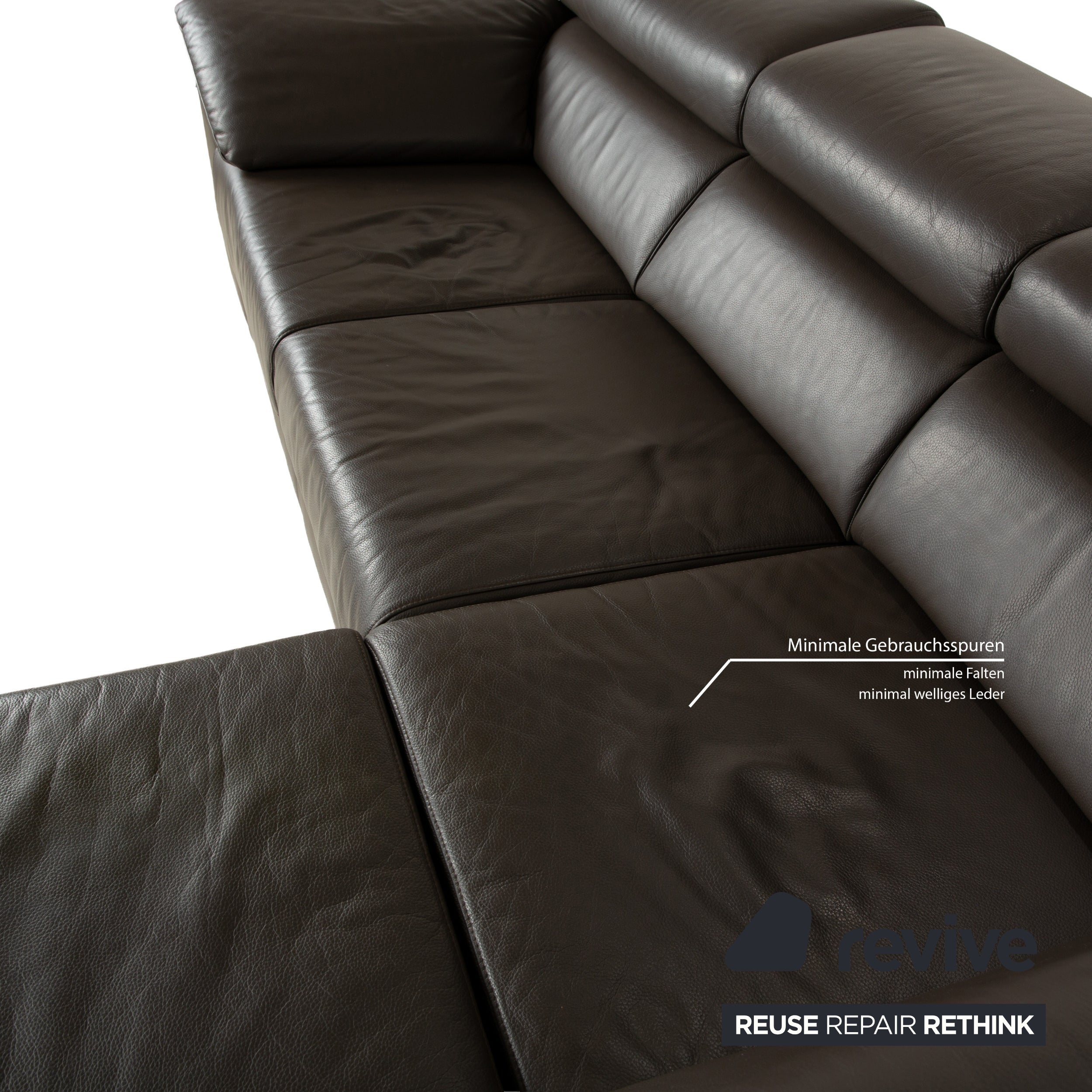 Ewald Schillig Brand Blues leather corner sofa brown brown-grey chaise longue right manual function sofa couch