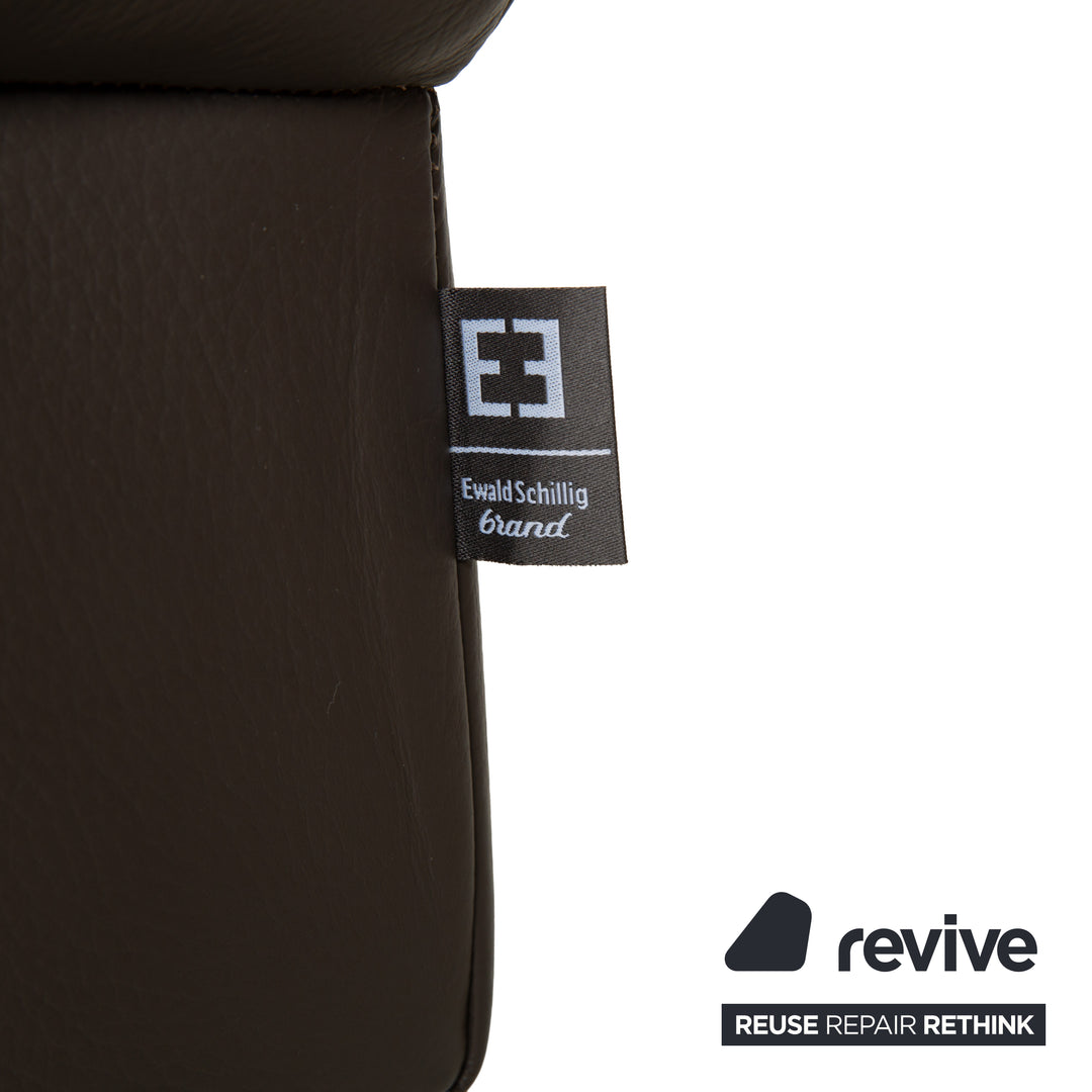 Ewald Schillig Brand Blues Leder Ecksofa Braun Braungrau Recamiere rechts manuelle Funktion Sofa Couch
