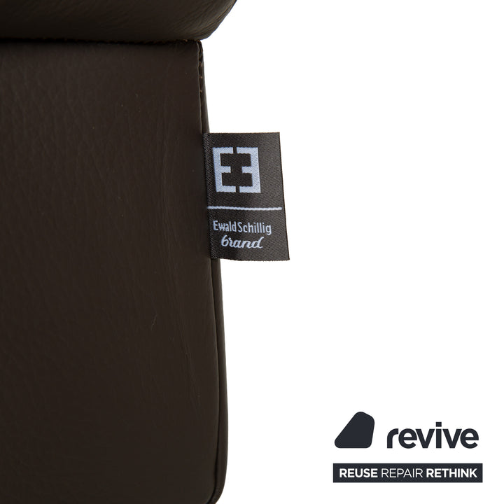 Ewald Schillig Brand Blues Leder Ecksofa Braun Braungrau Recamiere rechts manuelle Funktion Sofa Couch