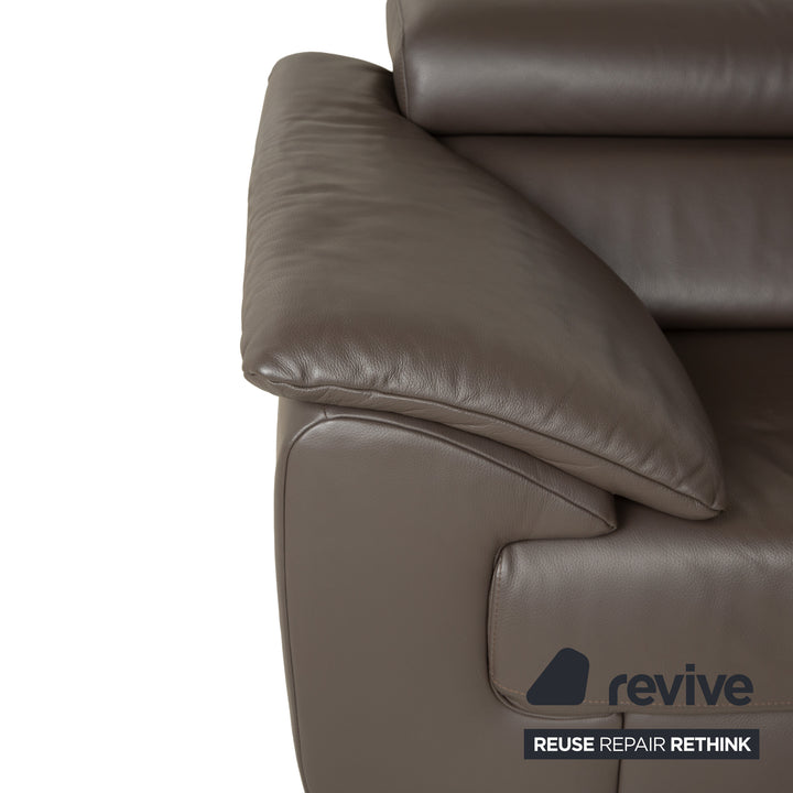 Ewald Schillig Brand Blues Leder Ecksofa Braun Braungrau Recamiere rechts manuelle Funktion Sofa Couch