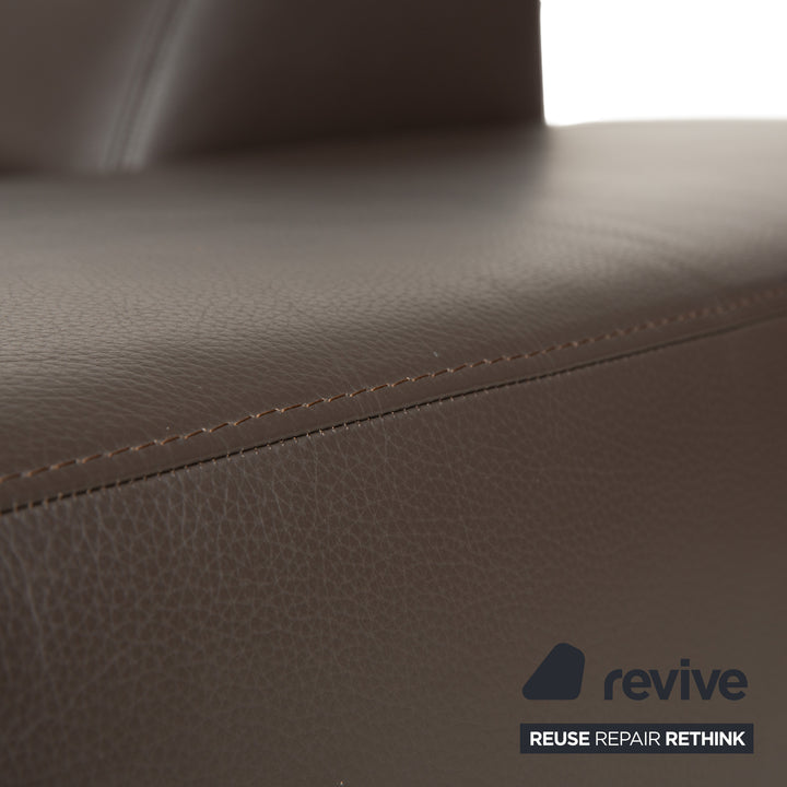 Ewald Schillig Brand Blues Leder Ecksofa Braun Braungrau Recamiere rechts manuelle Funktion Sofa Couch