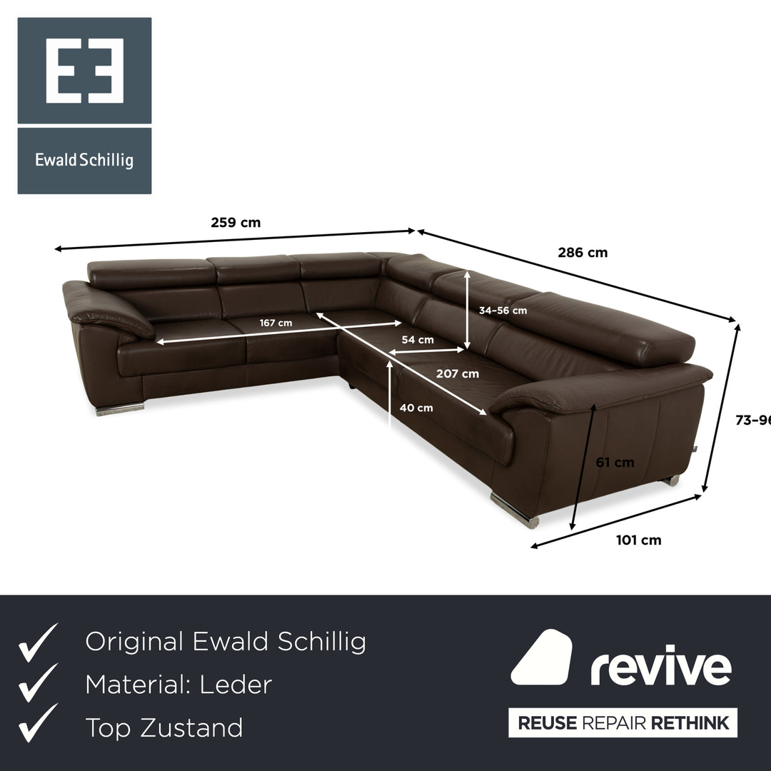 Ewald Schillig Brand Blues Leather Corner Sofa Brown Sofa Couch manual function