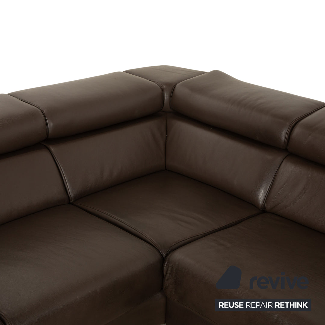 Ewald Schillig Brand Blues Leather Corner Sofa Brown Sofa Couch manual function