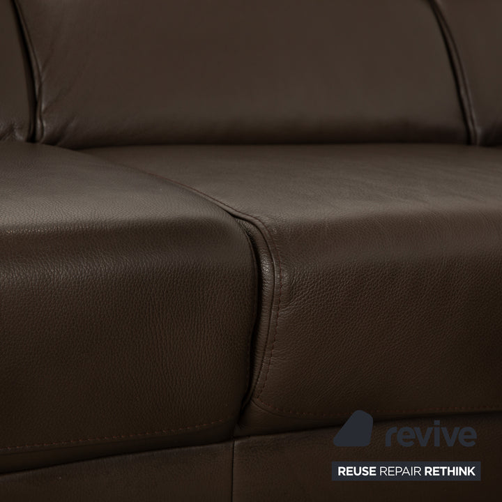 Ewald Schillig Brand Blues Leather Corner Sofa Brown Sofa Couch manual function