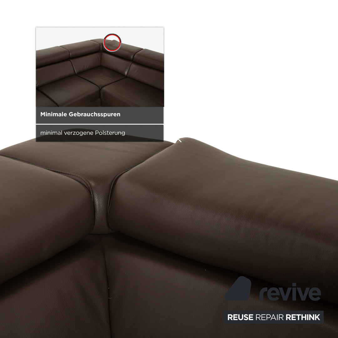 Ewald Schillig Brand Blues Leather Corner Sofa Brown Sofa Couch manual function