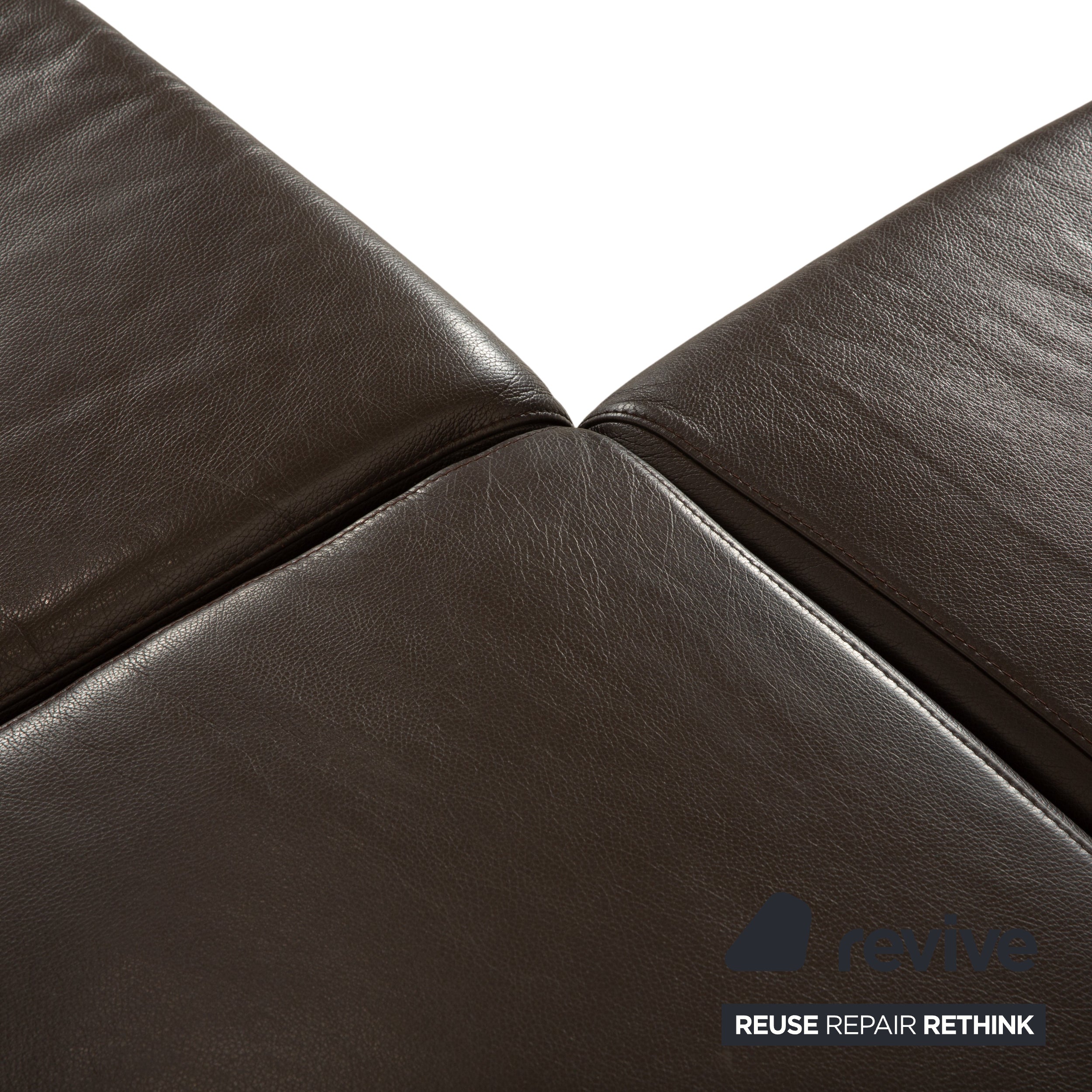 Canapé d'angle en cuir marron de marque Ewald Schillig Blues, fonction manuelle