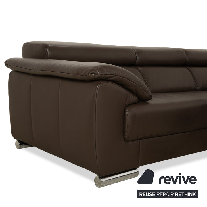 Ewald Schillig Brand Blues Leather Corner Sofa Brown Sofa Couch manual function