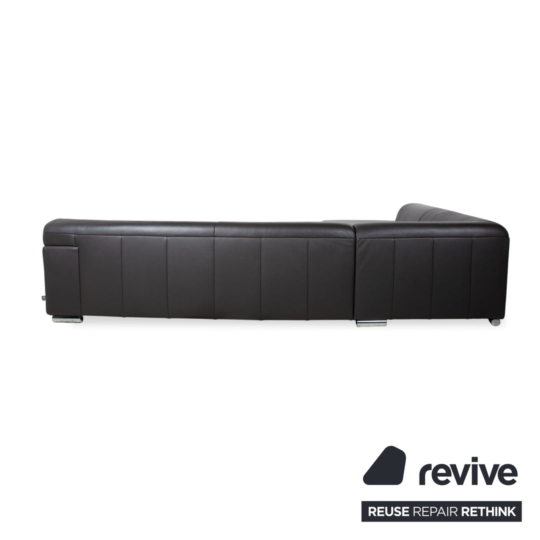 Ewald Schillig Canapé d'angle en cuir Blues marron