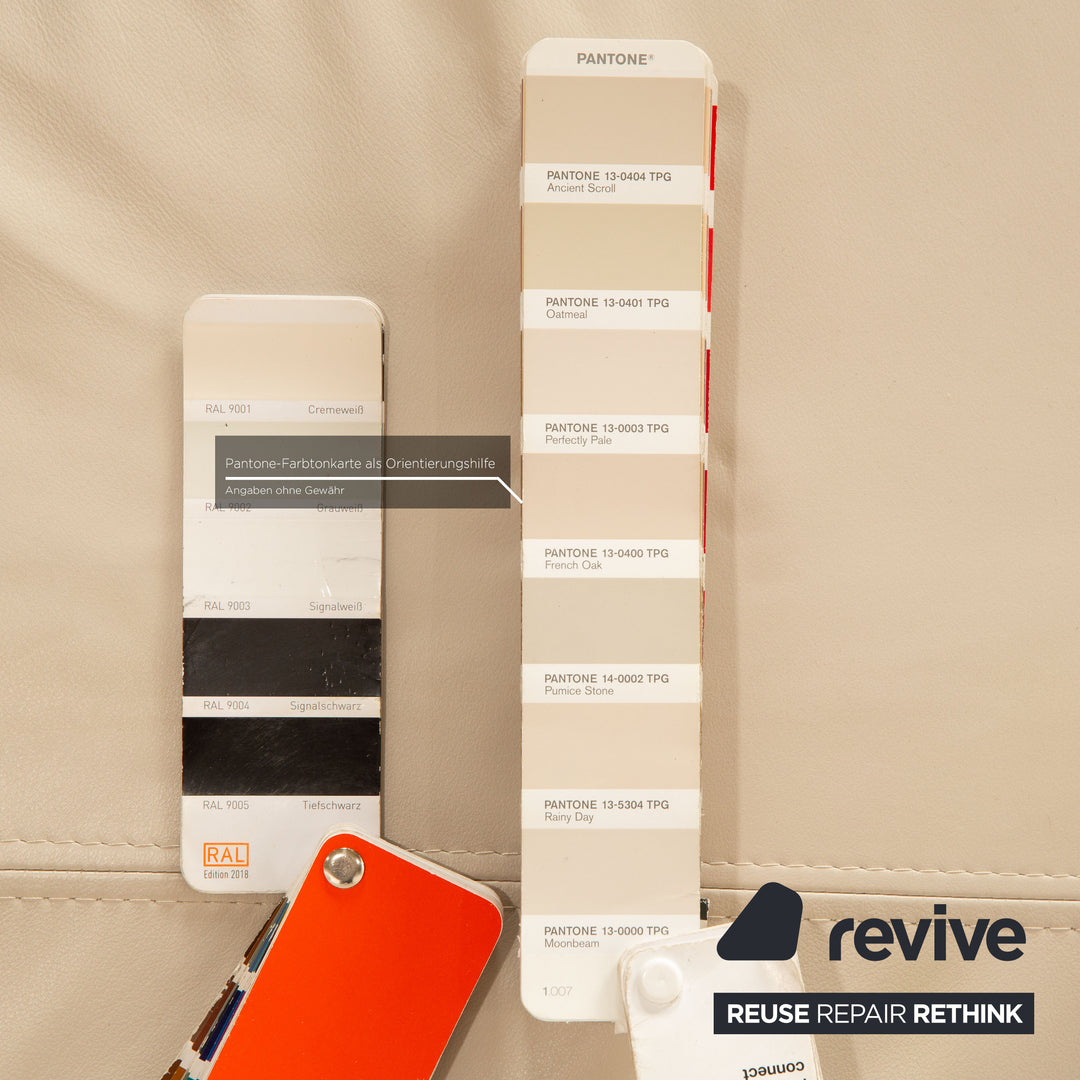 Ewald Schillig Brand Blues Leder Ecksofa Creme Grau Recamiere Rechts Sofa Couch manuelle Funktion