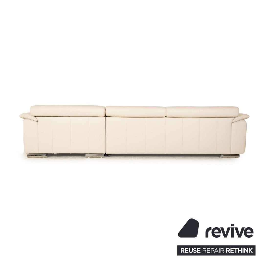 Ewald Schillig Brand Blues Leder Ecksofa Creme Grau Recamiere Rechts Sofa Couch manuelle Funktion