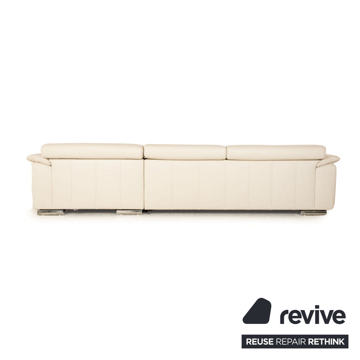 Ewald Schillig Brand Blues Leder Ecksofa Creme Grau Recamiere Rechts Sofa Couch manuelle Funktion