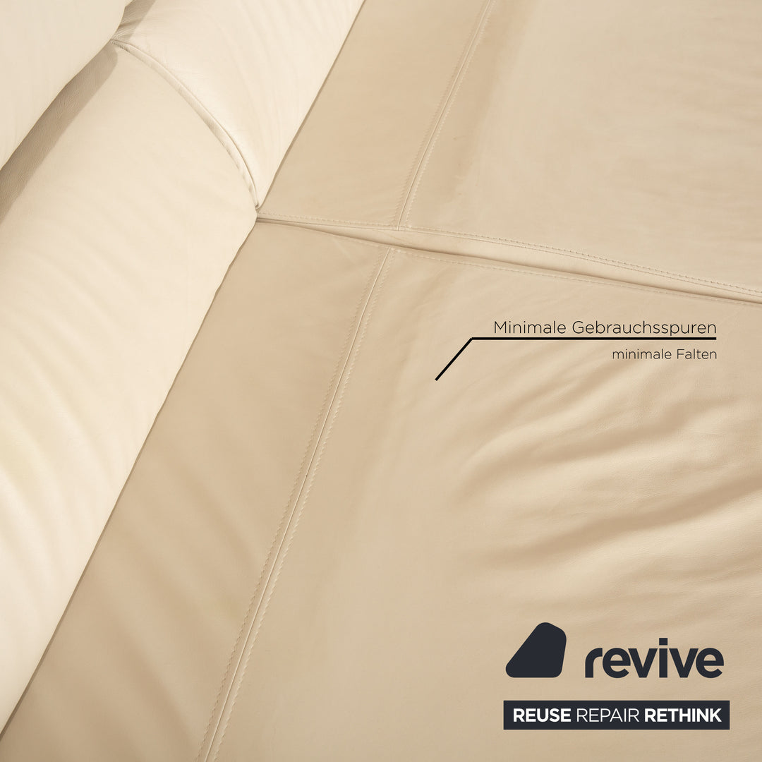 Ewald Schillig Brand Blues Leder Ecksofa Creme Grau Recamiere Rechts Sofa Couch manuelle Funktion