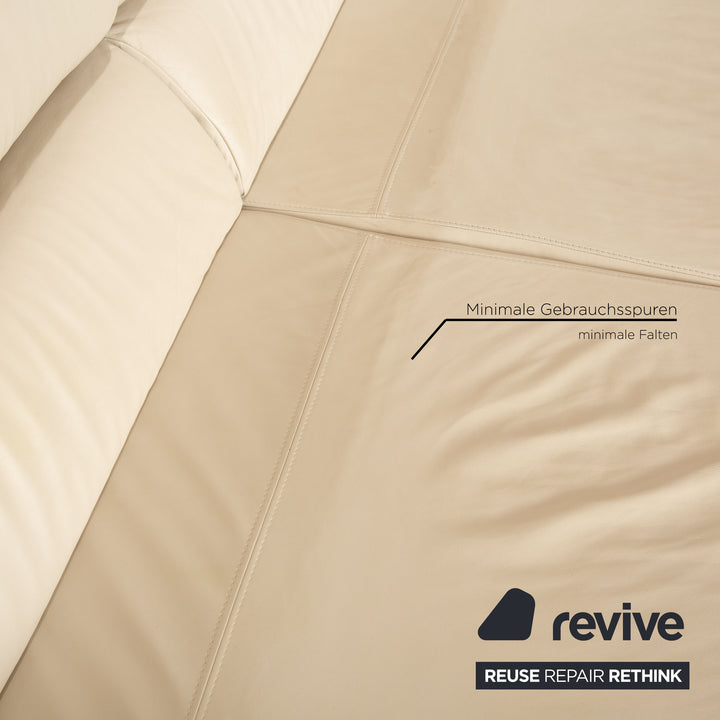 Ewald Schillig Brand Blues Leder Ecksofa Creme Grau Recamiere Rechts Sofa Couch manuelle Funktion