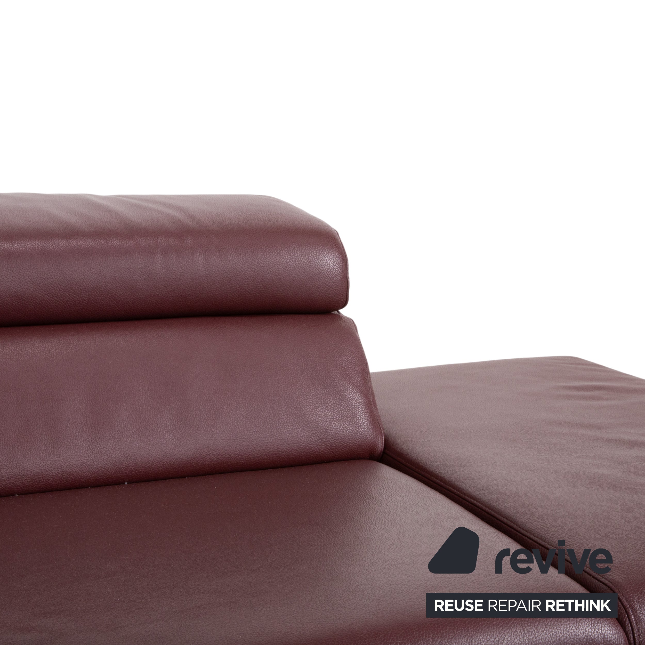 Ewald Schillig Brand Blues Leather Chrome Corner Sofa Red Wine Red manual function Sofa Couch