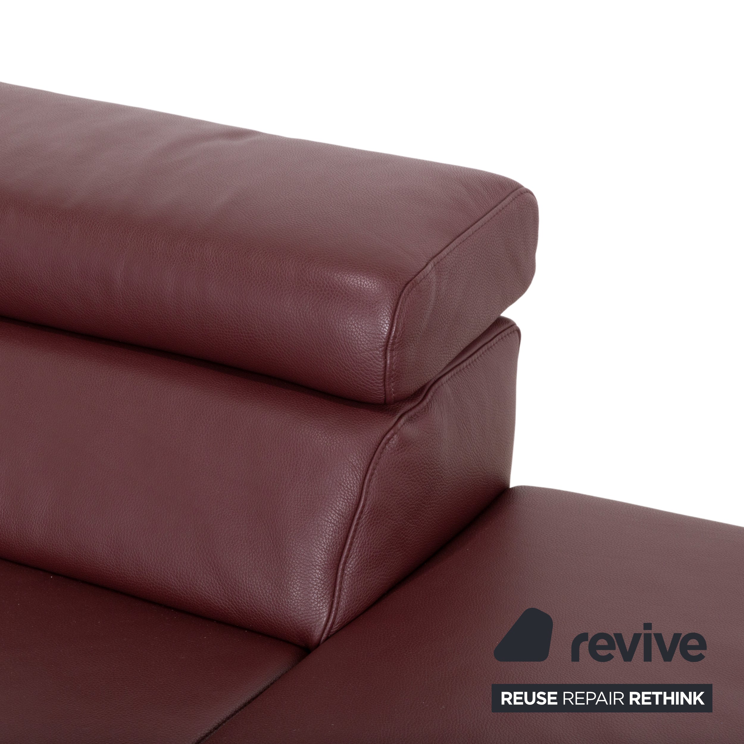 Ewald Schillig Brand Blues Leather Chrome Corner Sofa Red Wine Red manual function Sofa Couch