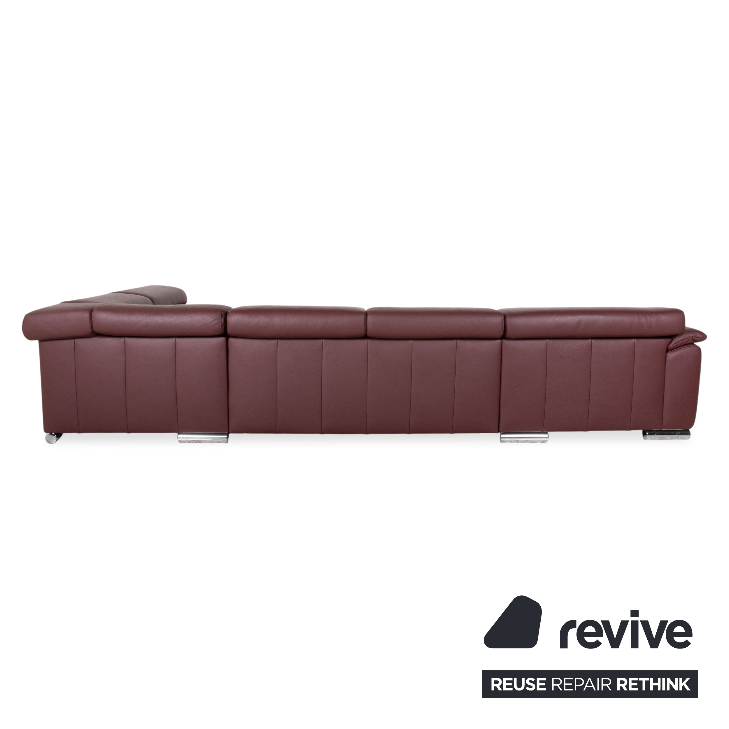 Ewald Schillig Brand Blues Leather Chrome Corner Sofa Red Wine Red manual function Sofa Couch