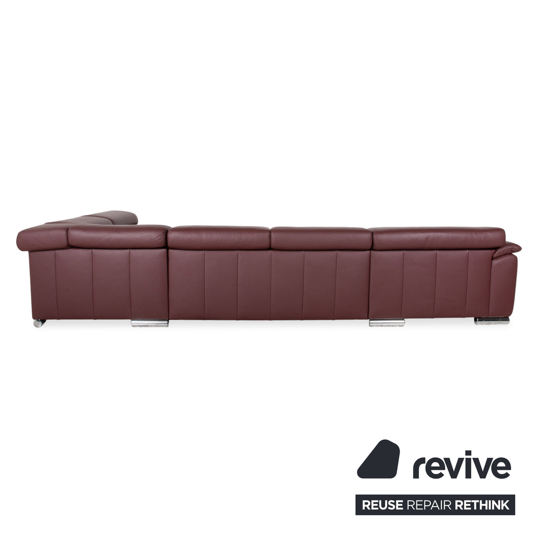 Ewald Schillig Marque Blues Cuir Chrome Canapé d'angle Rouge Bordeaux Fonction manuelle Canapé Sofa