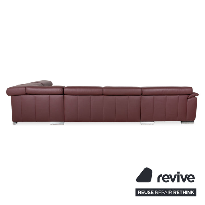 Ewald Schillig Marque Blues Cuir Chrome Canapé d'angle Rouge Bordeaux Fonction manuelle Canapé Sofa