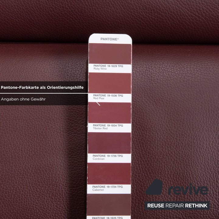 Ewald Schillig Brand Blues Leather Chrome Corner Sofa Red Wine Red manual function Sofa Couch
