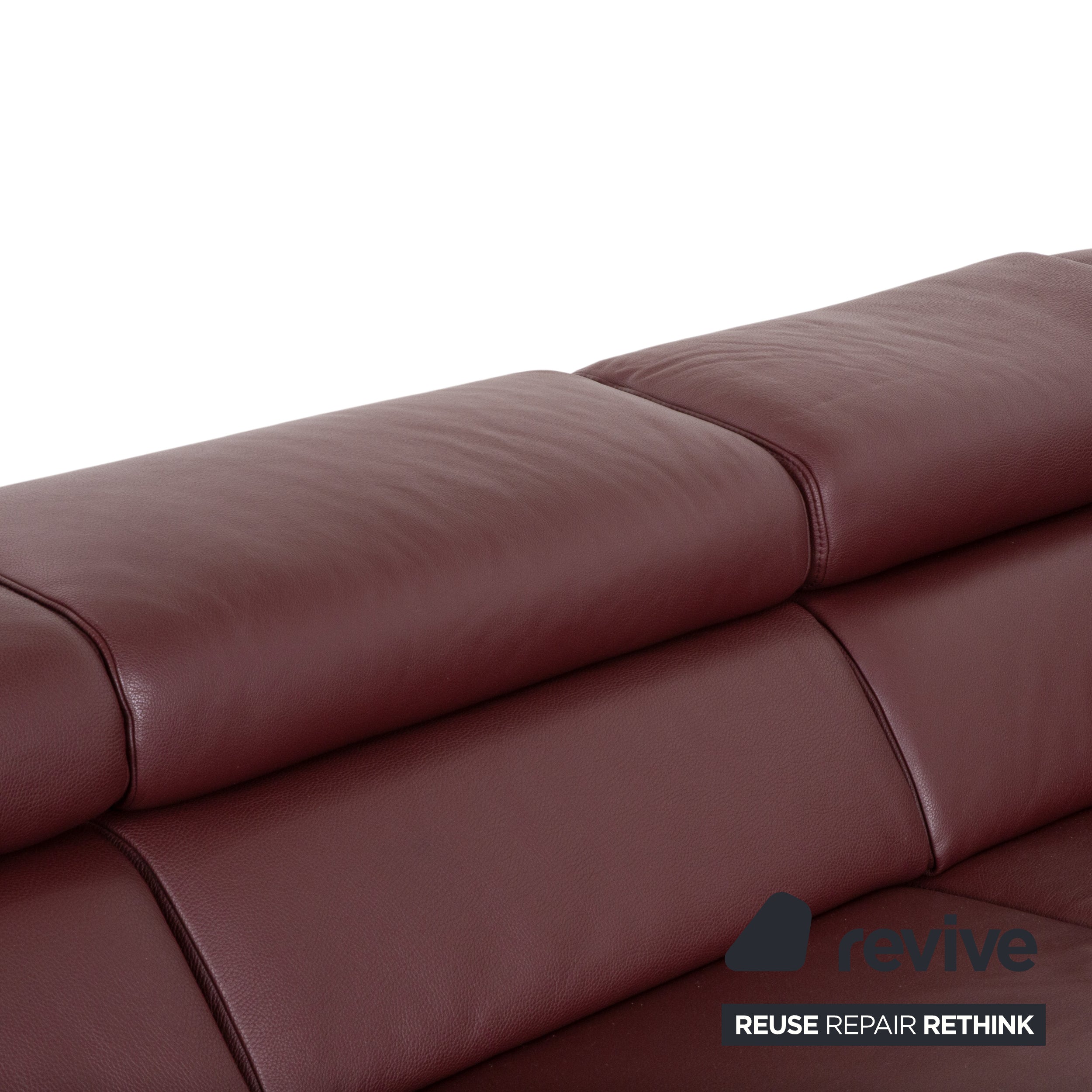 Ewald Schillig Brand Blues Leather Chrome Corner Sofa Red Wine Red manual function Sofa Couch