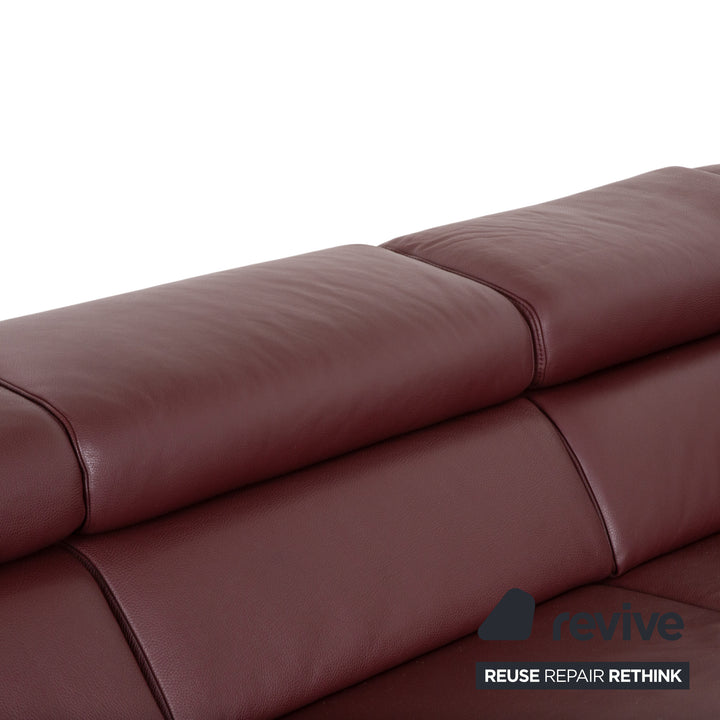Ewald Schillig Marque Blues Cuir Chrome Canapé d'angle Rouge Bordeaux Fonction manuelle Canapé Sofa