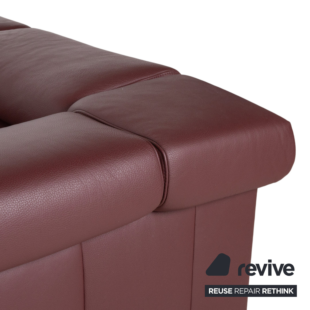 Ewald Schillig Brand Blues Leather Chrome Corner Sofa Red Wine Red manual function Sofa Couch