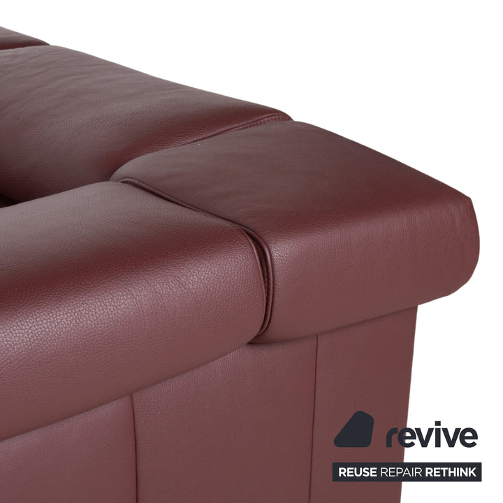 Ewald Schillig Brand Blues Leather Chrome Corner Sofa Red Wine Red manual function Sofa Couch