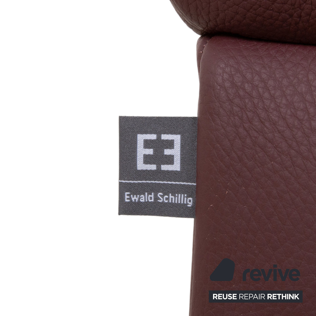 Ewald Schillig Brand Blues Leather Chrome Corner Sofa Red Wine Red manual function Sofa Couch