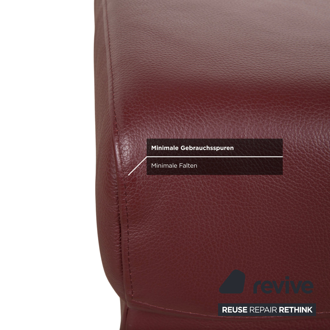Ewald Schillig Brand Blues Leather Stool Red Wine Red Bordeaux Chrome