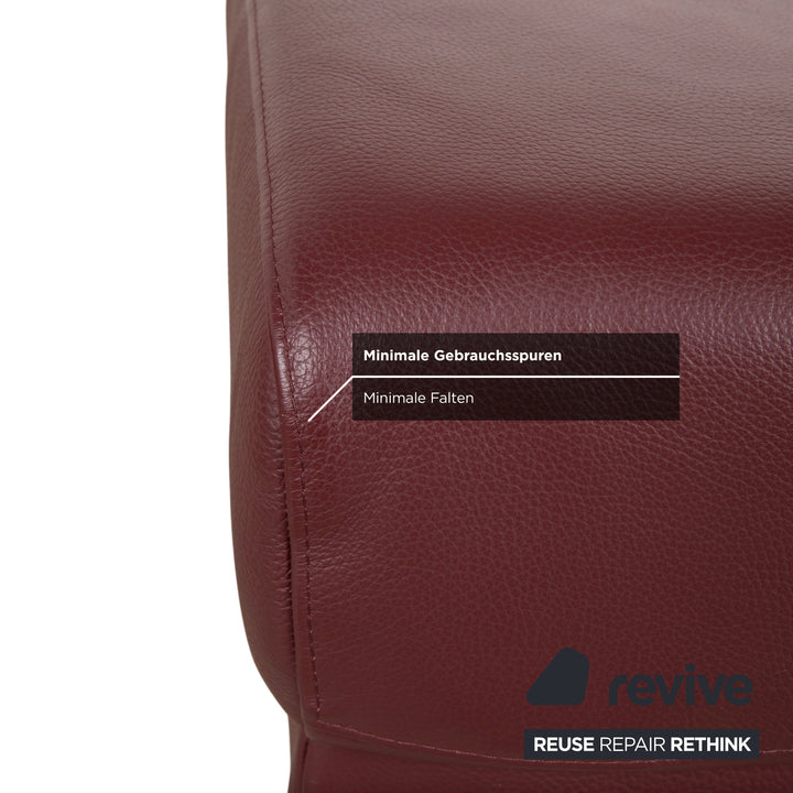 Ewald Schillig Brand Blues Leather Stool Red Wine Red Bordeaux Chrome