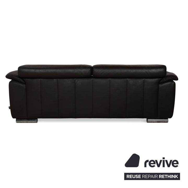 Ewald Schillig Brand Blues Leder Sofa Garnitur Dunkelgrau Braun Dreisitzer Zweisitzer Couch manuelle Funktion