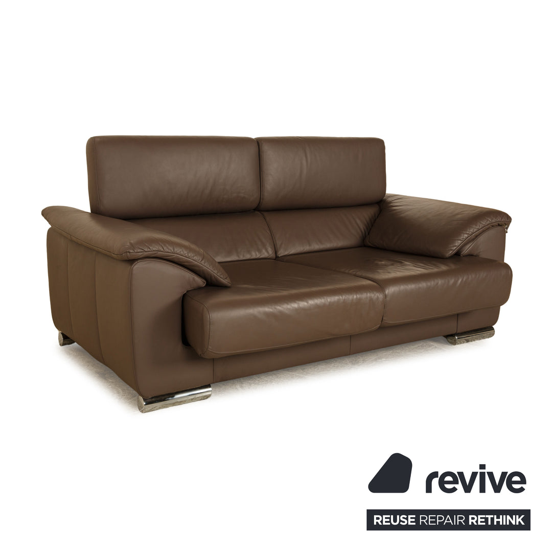 Ewald Schillig Brand Blues Leder Zweisitzer Braun elektrische Funktion Sofa Couch
