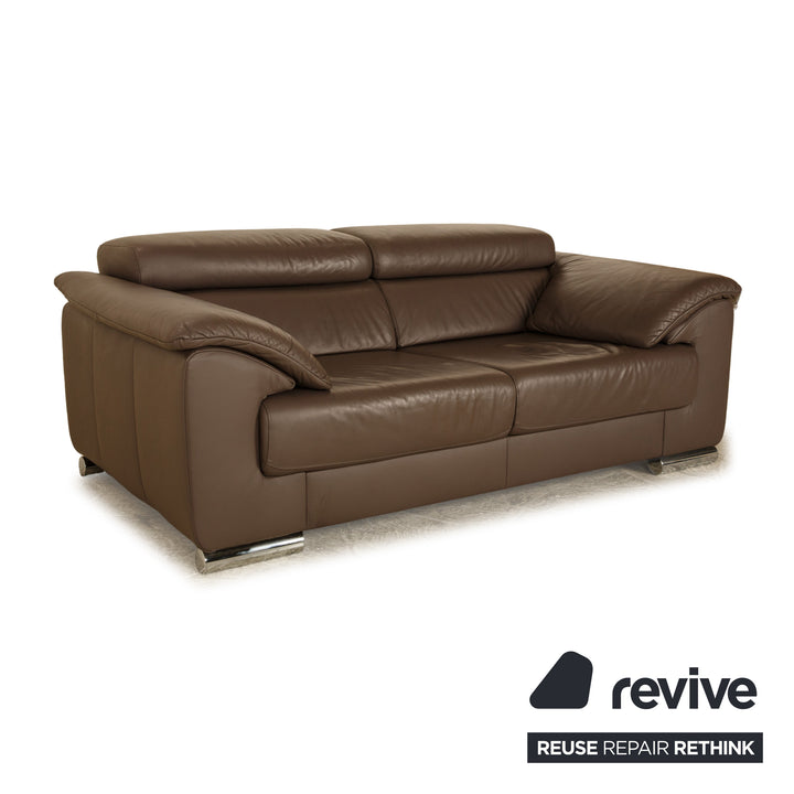 Ewald Schillig Brand Blues Leder Zweisitzer Braun elektrische Funktion Sofa Couch