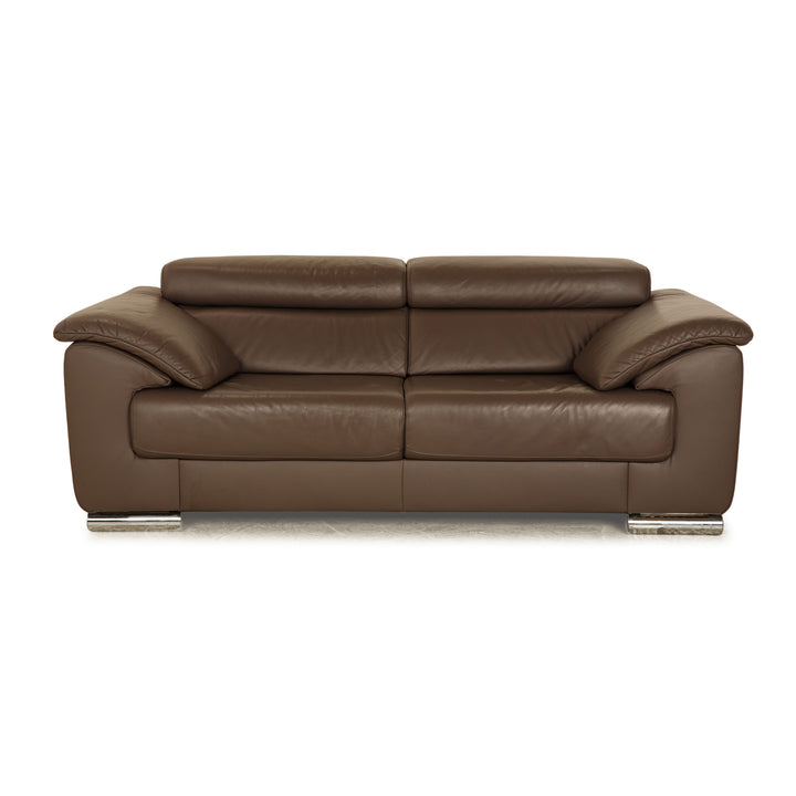 Ewald Schillig Brand Blues Leather Two Seater Brown Electric Function Sofa Couch