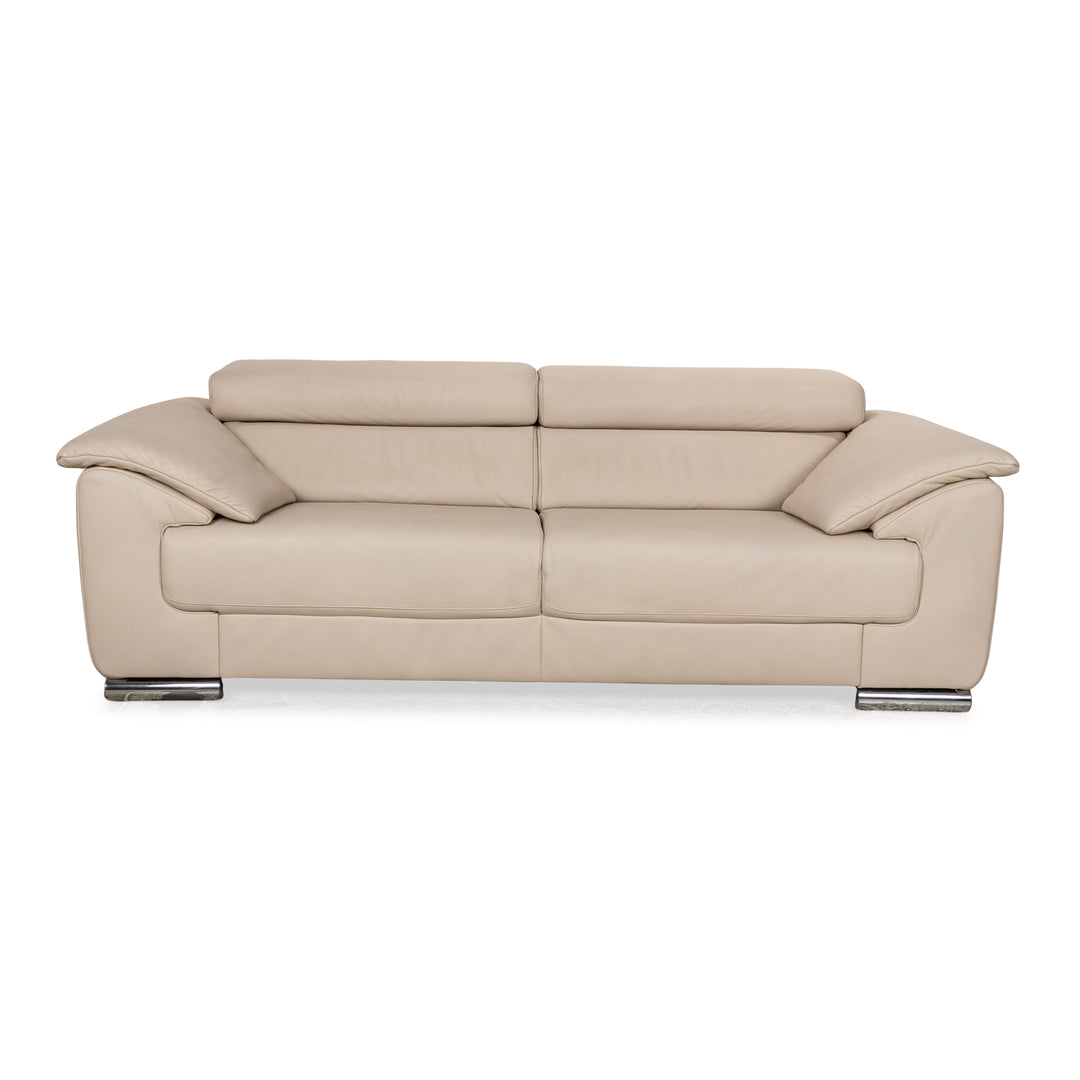 Ewald Schillig Brand Blues Leather Two Seater Cream Sofa Couch