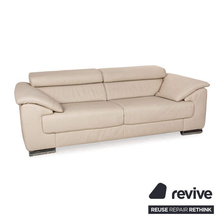 Ewald Schillig Brand Blues Leder Zweisitzer Creme Sofa Couch