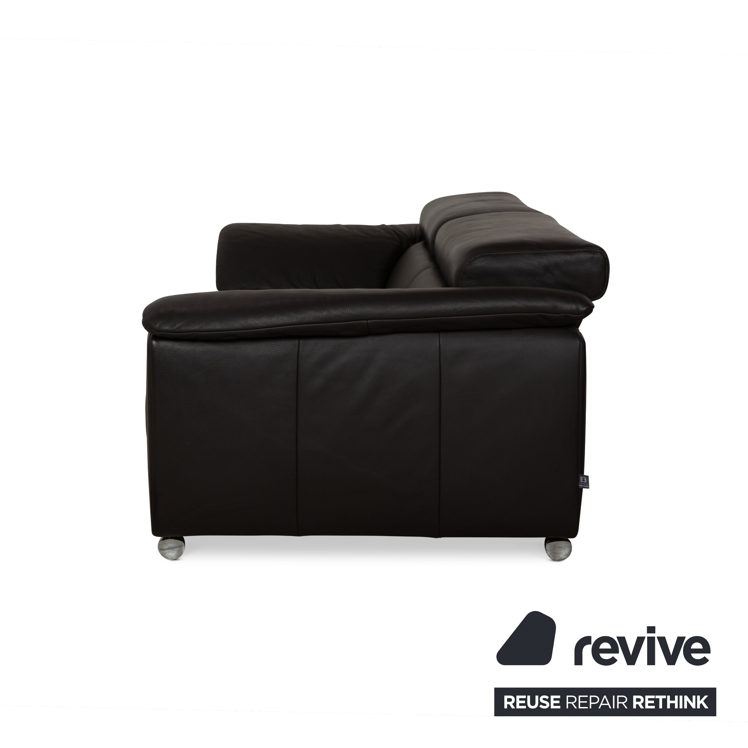 Ewald Schillig Brand Blues Leder Zweisitzer Dunkelgrau Braun Sofa Couch manuelle Funktion