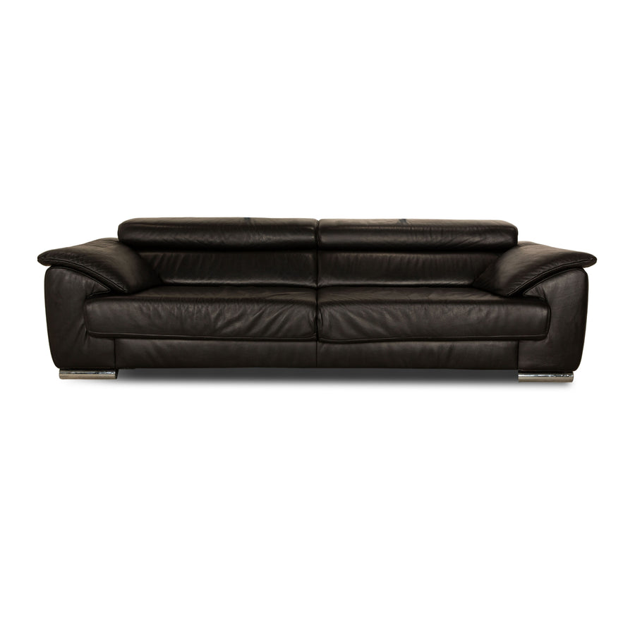 Ewald Schillig Brand Blues Leather Two Seater Black Manual Function Sofa Couch