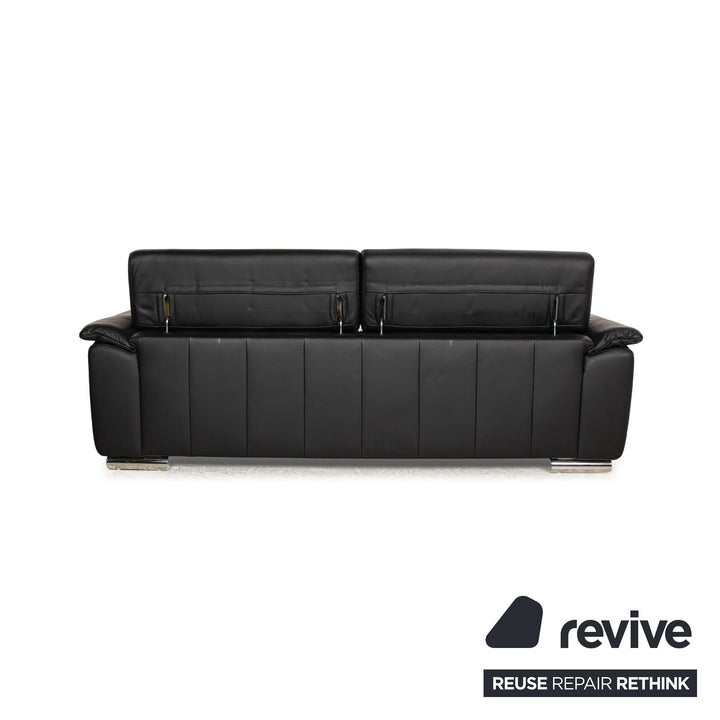 Ewald Schillig Brand Blues Leather Two Seater Black Manual Function Sofa Couch