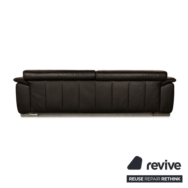 Ewald Schillig Brand Blues Leather Three-Seater Black Manual Function Sofa Couch
